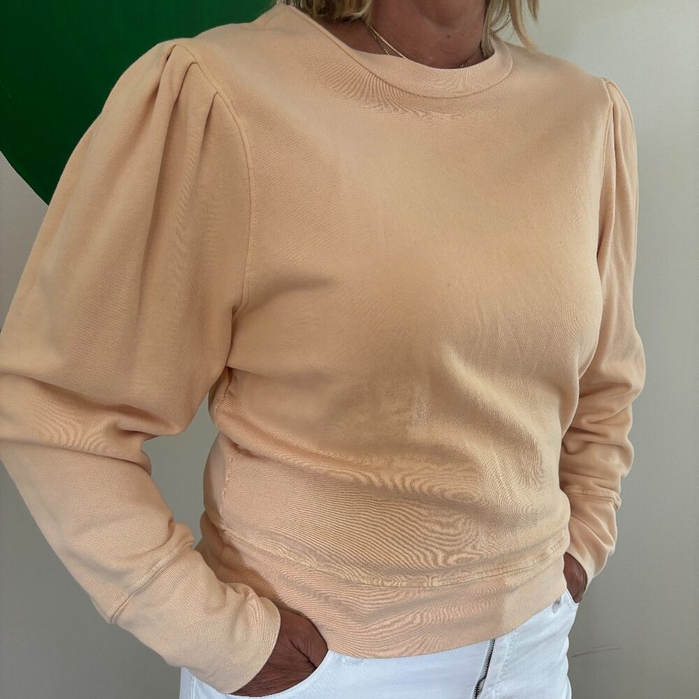 MOTHER 'Don’t Sweat It' Puff Shoulder Sweatshirt – Peach, Size L